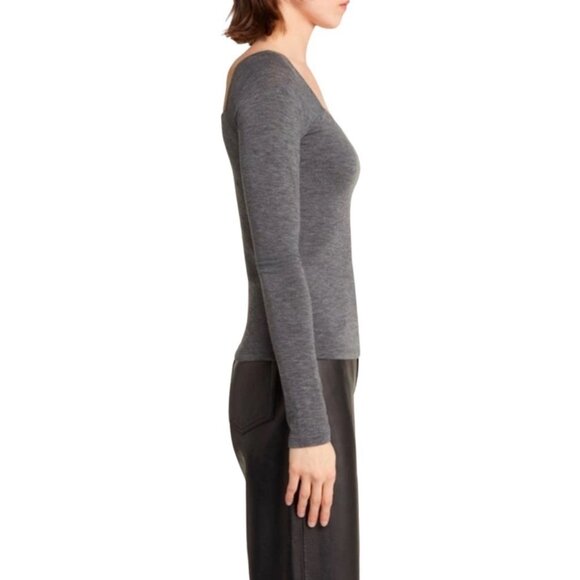 TREASURE & BOND Women's NWT Squareneck Jersey Top in Heather Gray | Size S - Picture 4 of 10